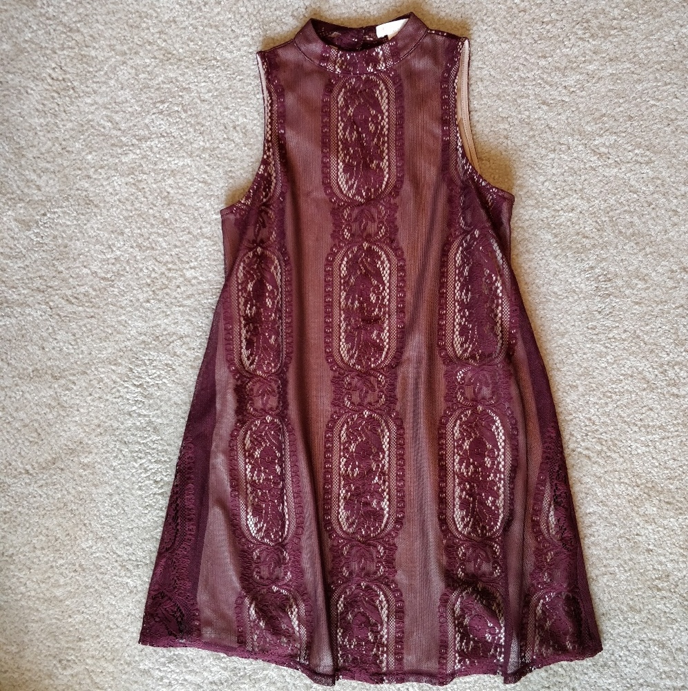 Love, Fire Burgundy Lace Dress